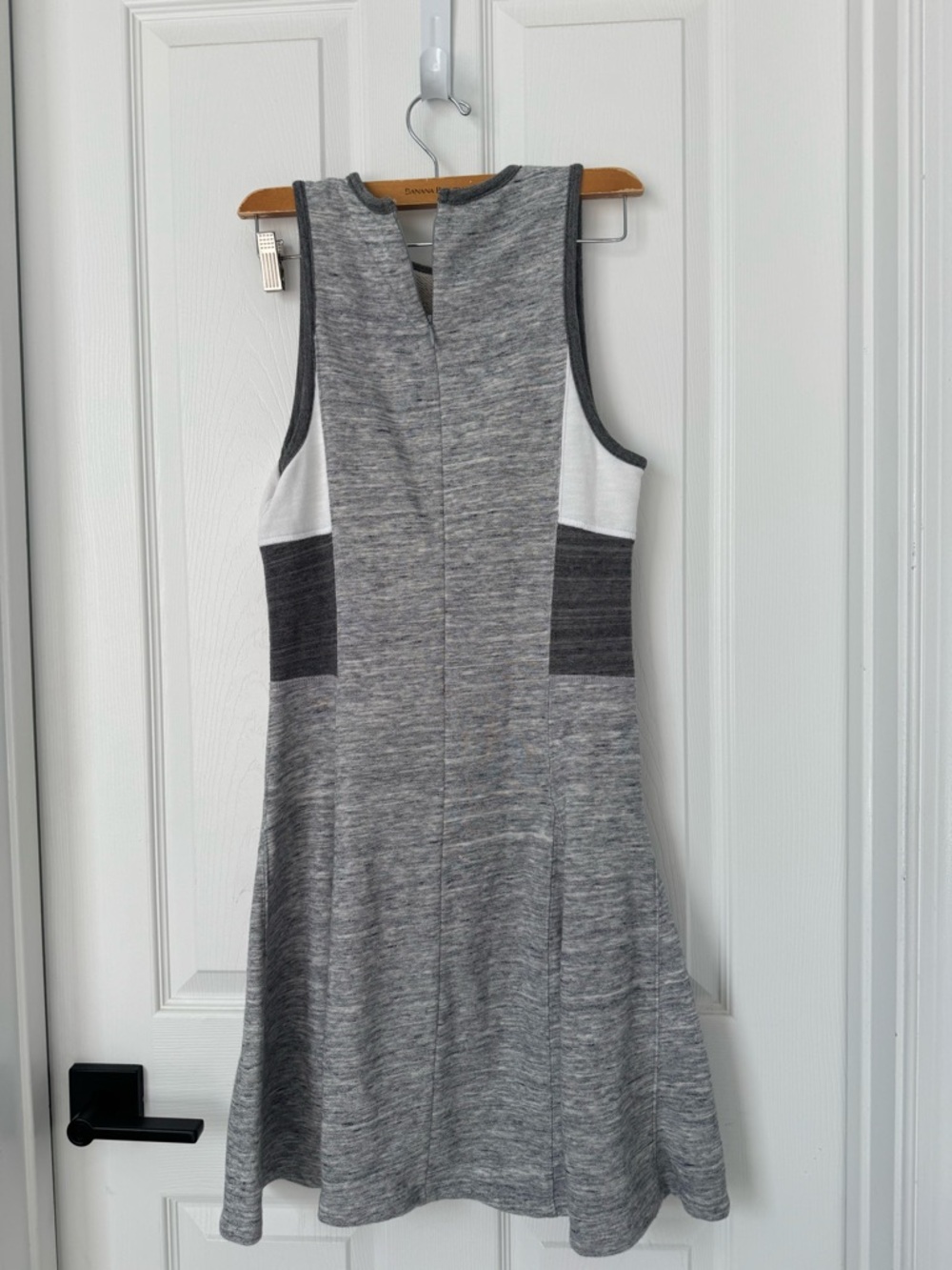 Athleta Gray and White Sleeveless Knit Fit-and-Flare Dress - Picture 2 of 3